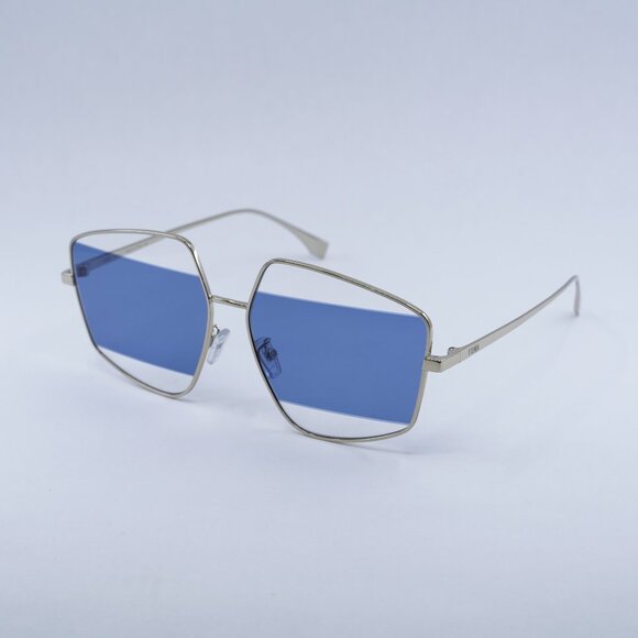 🕶️ New Fendi FE40016U 32V Sunglasses - Gold Frame, Blue and Transparent Lenses - Picture 1 of 11